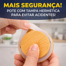 Kit Potes Para Condimentos de Vidro Com Tampa de Bambu e Anel de Silicone Excelente Vedação - Entrega Grátis